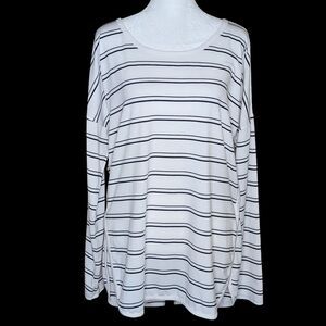 ExOfficio Wanderlux White Black Striped Long Sleeve Tunic Shirt Large Gorpcore